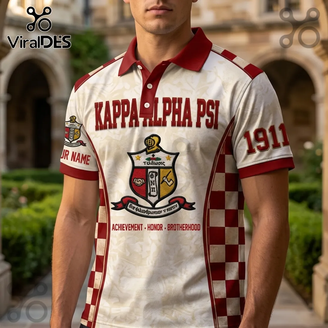 Kappa Alpha Psi 1911 Crimson and White Polo Shirt Kappa Alpha Psi 1911 Crimson and White Polo Shirt