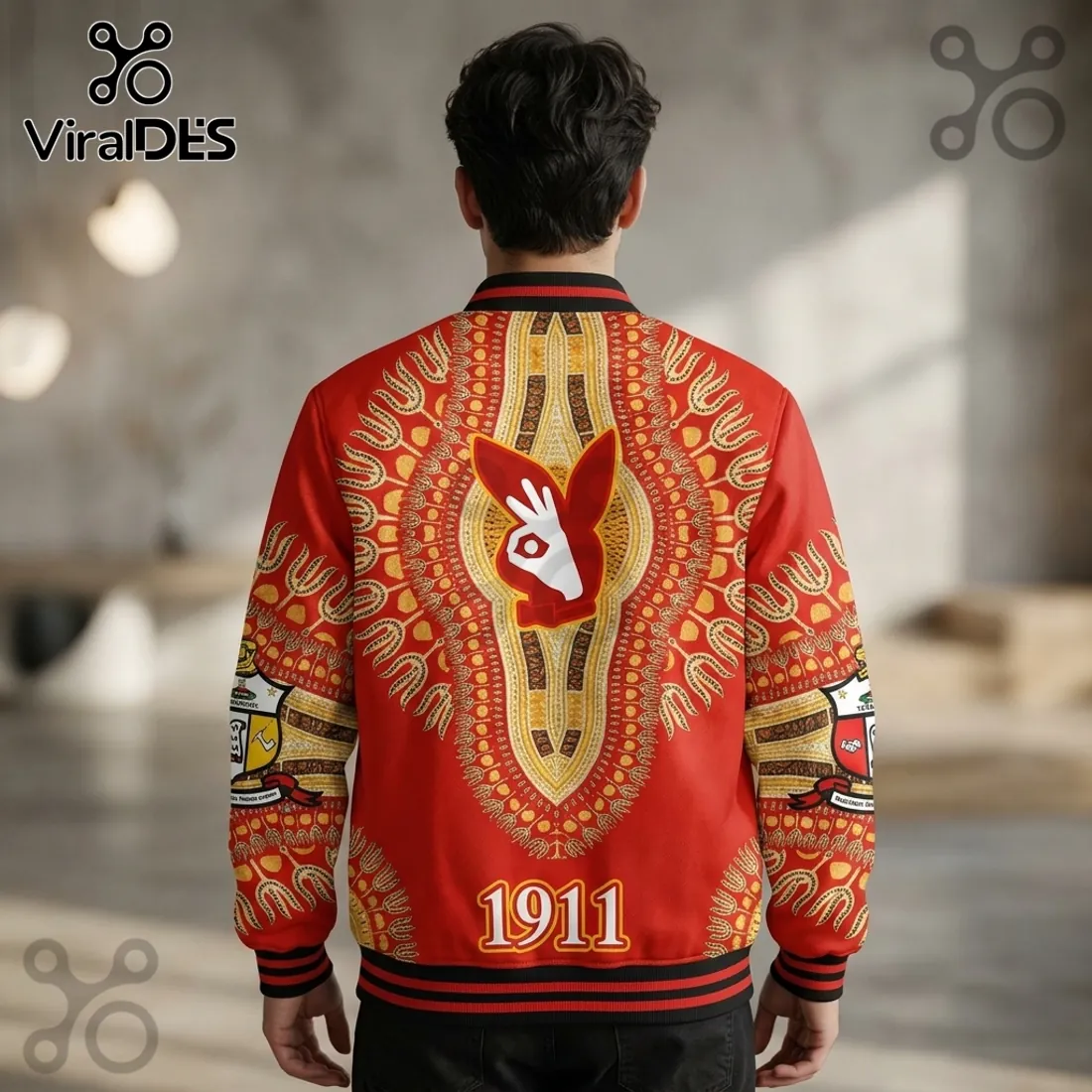 Kappa Alpha Psi 1911 Red Dashiki Pattern Baseball Jacket Kappa Alpha Psi 1911 Red Dashiki Pattern Baseball Jacket