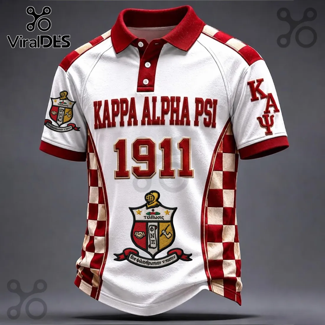 Kappa Alpha Psi Fraternity 1911 Crest Crimson White Polo Shirt Kappa Alpha Psi Fraternity 1911 Crest Crimson White Polo Shirt