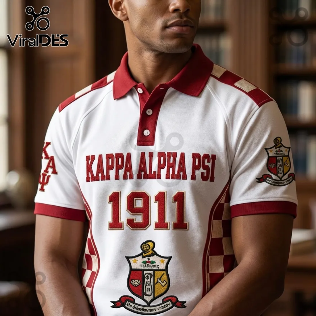 Kappa Alpha Psi Fraternity 1911 Crest Crimson White Polo Shirt Kappa Alpha Psi Fraternity 1911 Crest Crimson White Polo Shirt