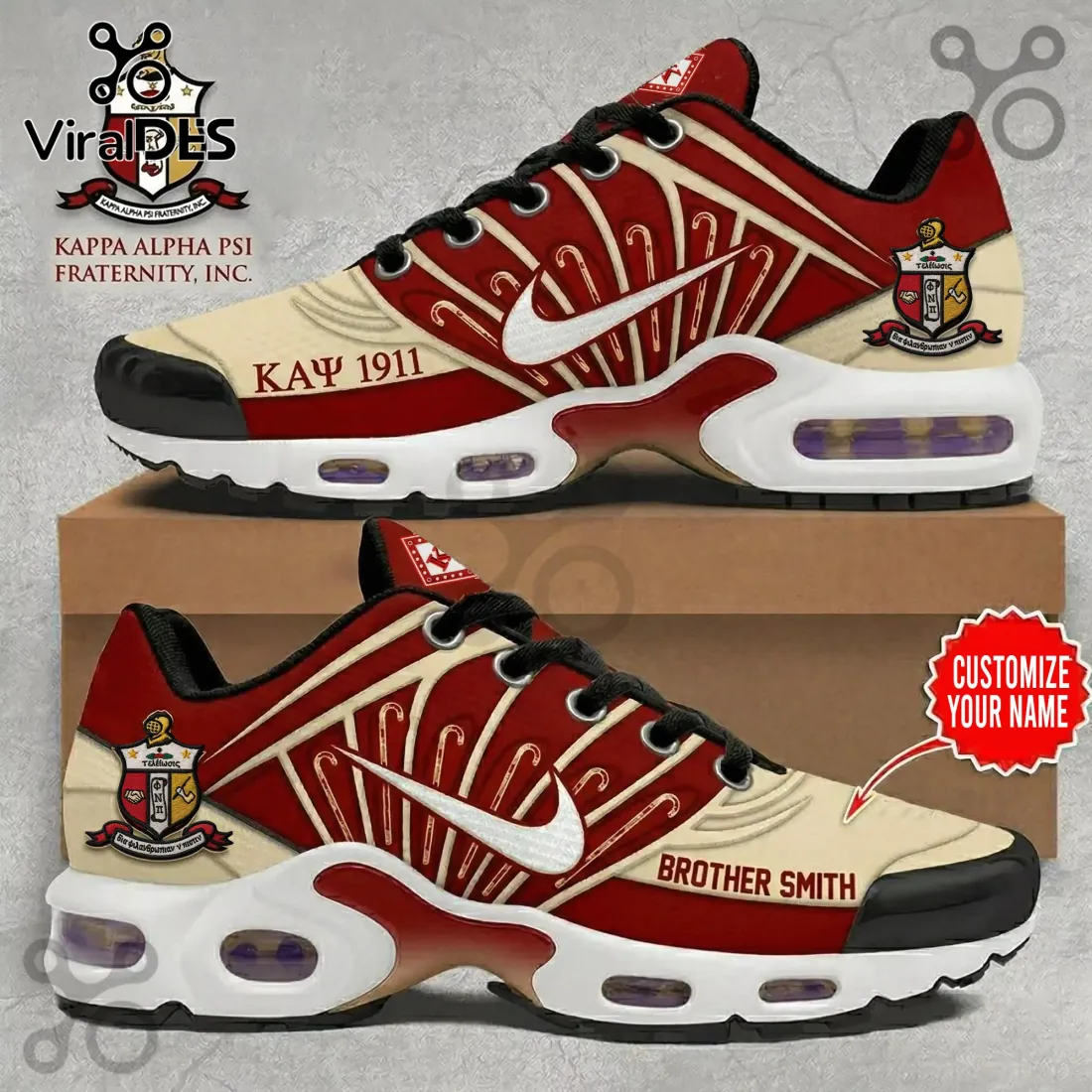 Kappa Alpha Psi Fraternity Crimson Cream Custom Name Air Max Plus Kappa Alpha Psi Fraternity Crimson Cream Custom Name Air Max Plus