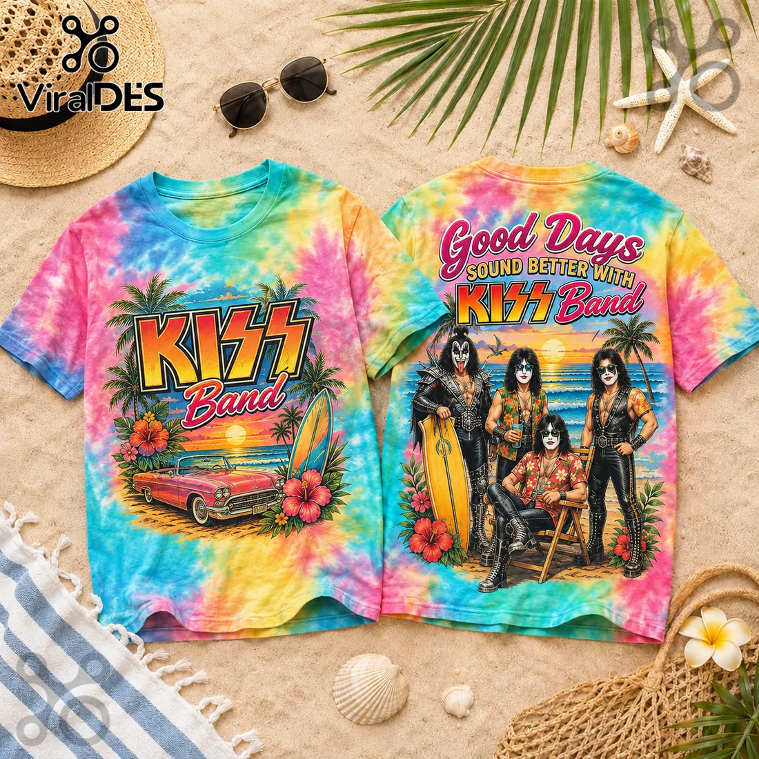 KISS Band Good Days Beach Vacation Sunset Vivid Summer T-Shirt KISS Band Good Days Beach Vacation Sunset Vivid Summer T-Shirt