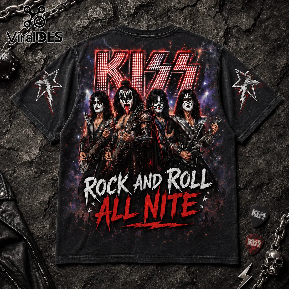 KISS Band Rock and Roll All Nite Black T-Shirt KISS Band Rock and Roll All Nite Black T-Shirt