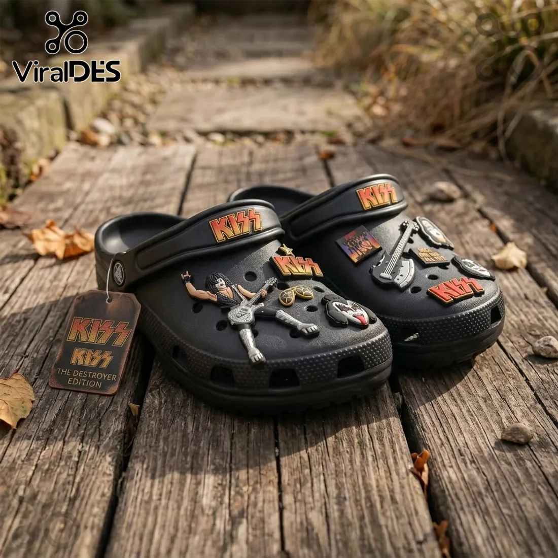 KISS Destroyer Edition Black Rock Band Crocs With Charms KISS Destroyer Edition Black Rock Band Crocs With Charms