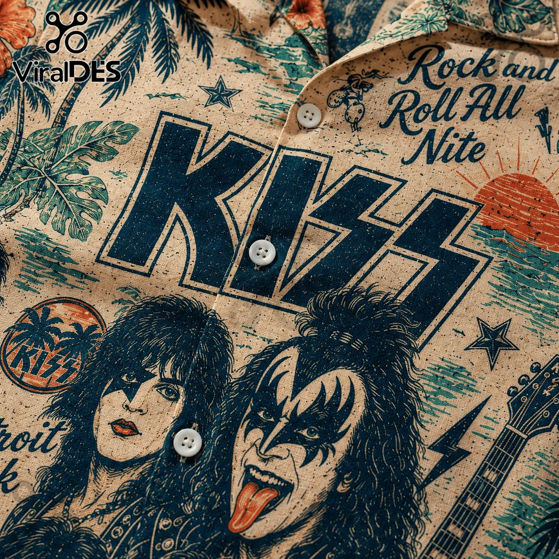KISS Rock Band Tropical Summer 2026 Button Down Hawaiian Shirt KISS Rock Band Tropical Summer 2026 Button Down Hawaiian Shirt