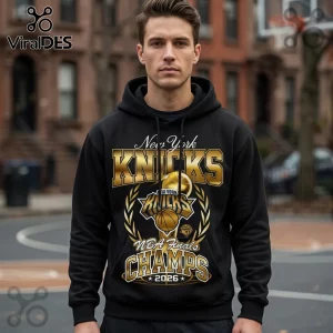 New York Knicks 2026 NBA Champions Gold Illustrated Black Hoodie