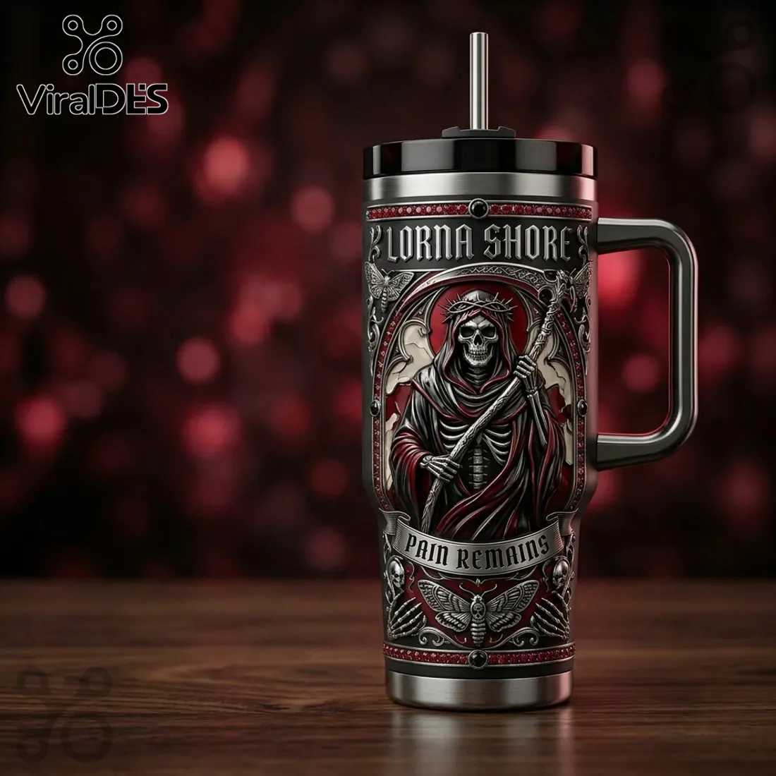 Lorna Shore Pain Remains Grim Reaper 40oz Stainless Steel Tumbler Lorna Shore Pain Remains Grim Reaper 40oz Stainless Steel Tumbler