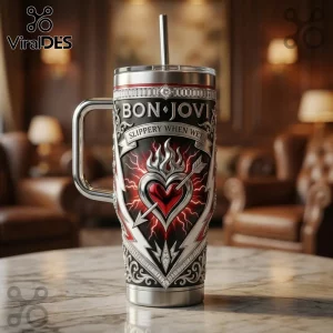 Bon Jovi Slippery When Wet Rock Band 40oz Stanley Tumbler