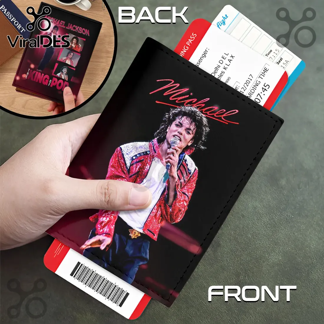 Michael Jackson King of Pop Black Leather Passport Cover Michael Jackson King of Pop Black Leather Passport Cover