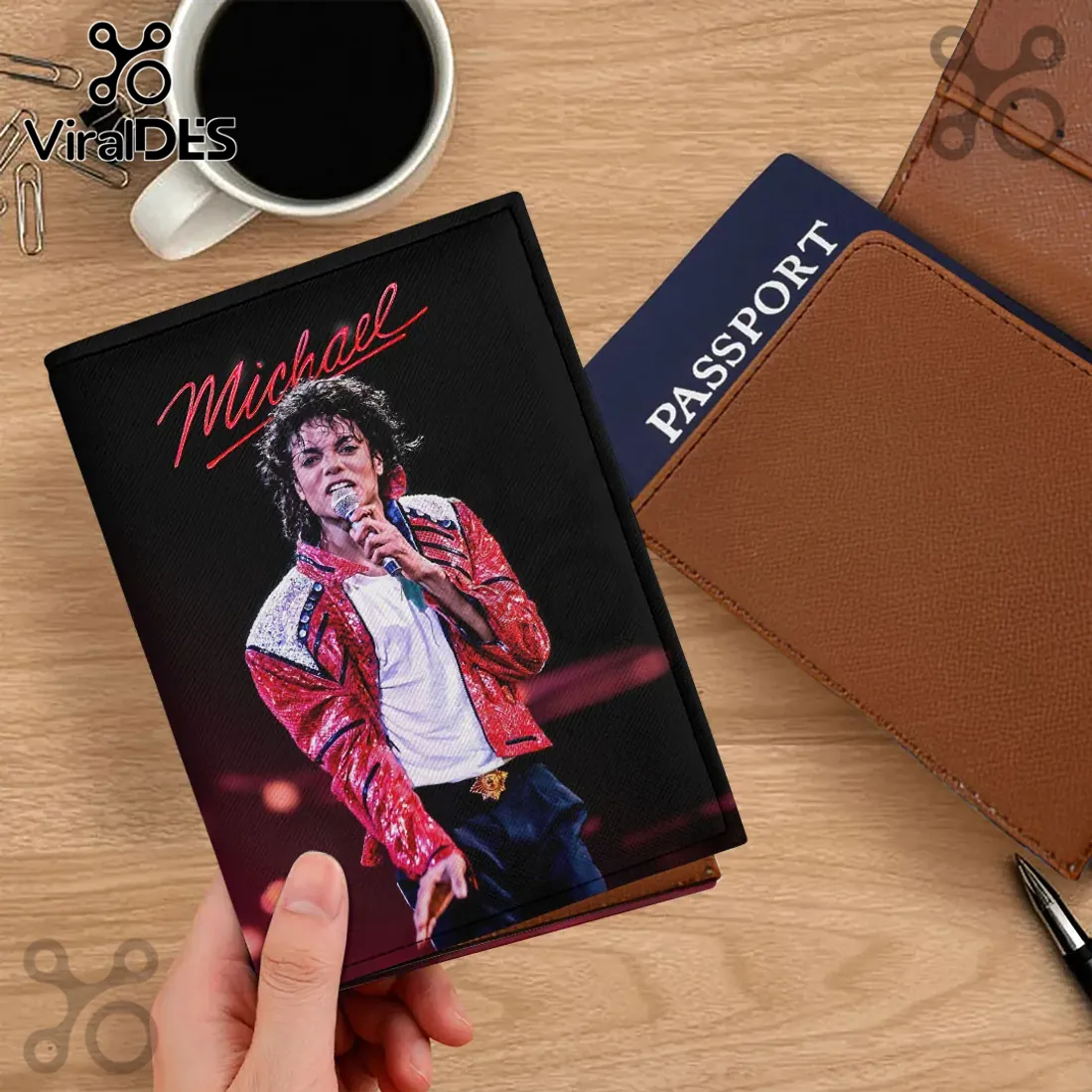 Michael Jackson King of Pop Black Leather Passport Cover Michael Jackson King of Pop Black Leather Passport Cover