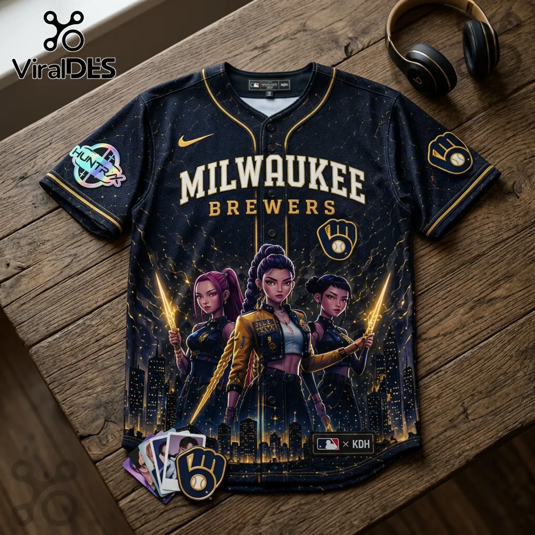 Milwaukee Brewers x KPop Demon Hunters Navy Jersey Milwaukee Brewers x KPop Demon Hunters Navy Jersey