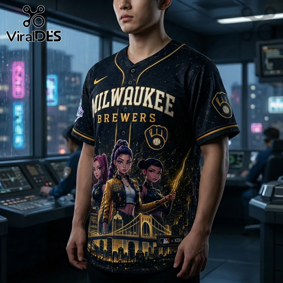 Milwaukee Brewers x KPop Demon Hunters Navy Jersey Milwaukee Brewers x KPop Demon Hunters Navy Jersey