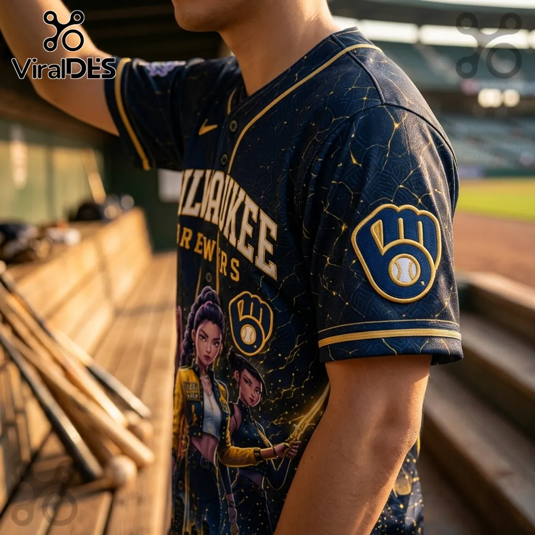 Milwaukee Brewers x KPop Demon Hunters Navy Jersey Milwaukee Brewers x KPop Demon Hunters Navy Jersey