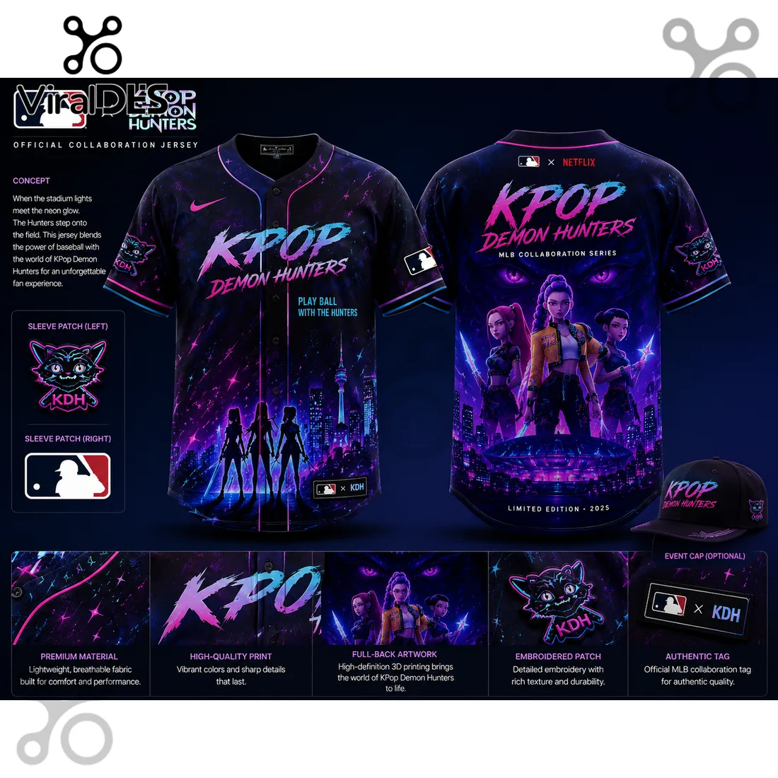 MLB x KPop Demon Hunters 2025 Edition Neon Jersey MLB x KPop Demon Hunters 2025 Edition Neon Jersey