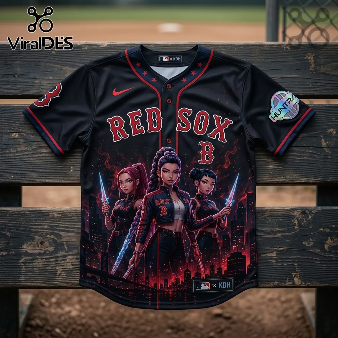 MLB x KPop Demon Hunters Boston Red Sox Black Jersey MLB x KPop Demon Hunters Boston Red Sox Black Jersey
