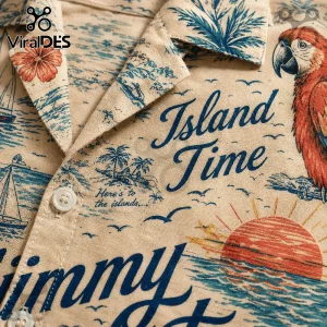 Jimmy Buffett Parrot Head Beach Theme Summer Hawaiian Shirt