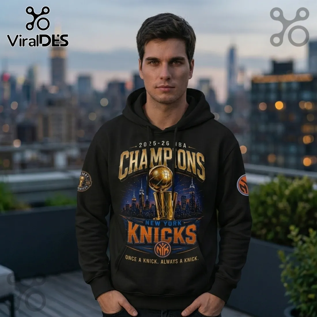New York Knicks 2025-26 NBA Champions Black Pullover Hoodie New York Knicks 2025-26 NBA Champions Black Pullover Hoodie