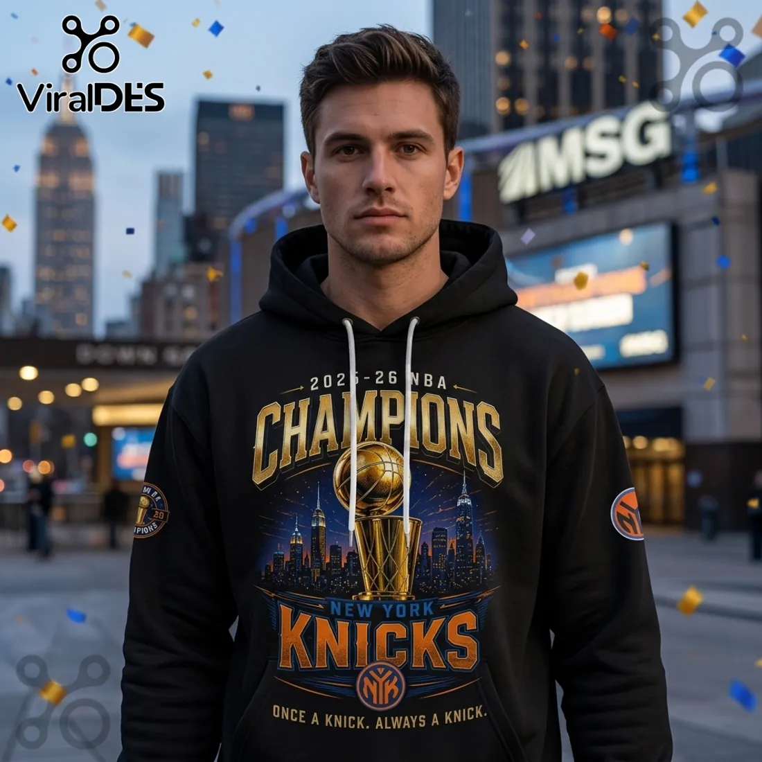 New York Knicks 2025-26 NBA Champions Black Pullover Hoodie New York Knicks 2025-26 NBA Champions Black Pullover Hoodie