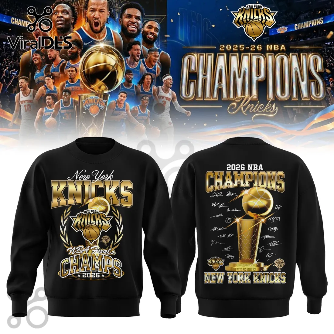 New York Knicks 2026 NBA Champions Black Crew Neck T-Shirt New York Knicks 2026 NBA Champions Black Crew Neck T-Shirt