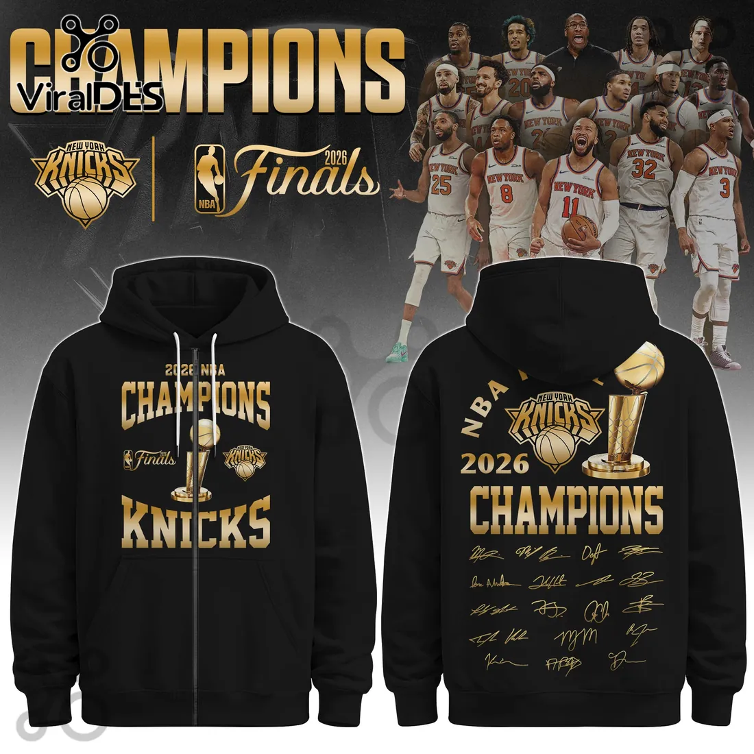 New York Knicks 2026 NBA Champions Roster Signature Edition T-Shirt New York Knicks 2026 NBA Champions Roster Signature Edition T-Shirt