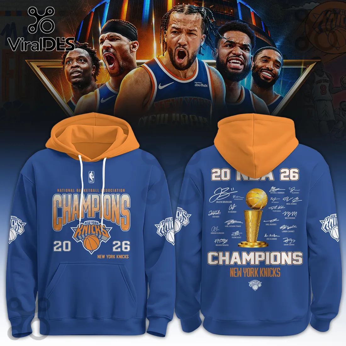 New York Knicks 2026 NBA Champions Royal Pullover Fleece Hoodie New York Knicks 2026 NBA Champions Royal Pullover Fleece Hoodie
