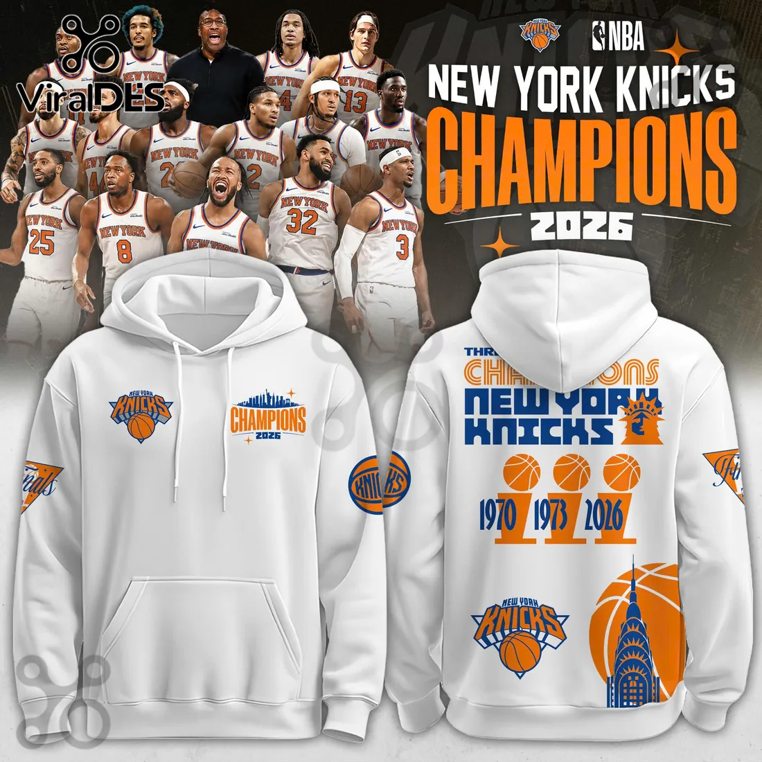 New York Knicks 2026 NBA Champions White Limited Edition Hoodie New York Knicks 2026 NBA Champions White Limited Edition Hoodie