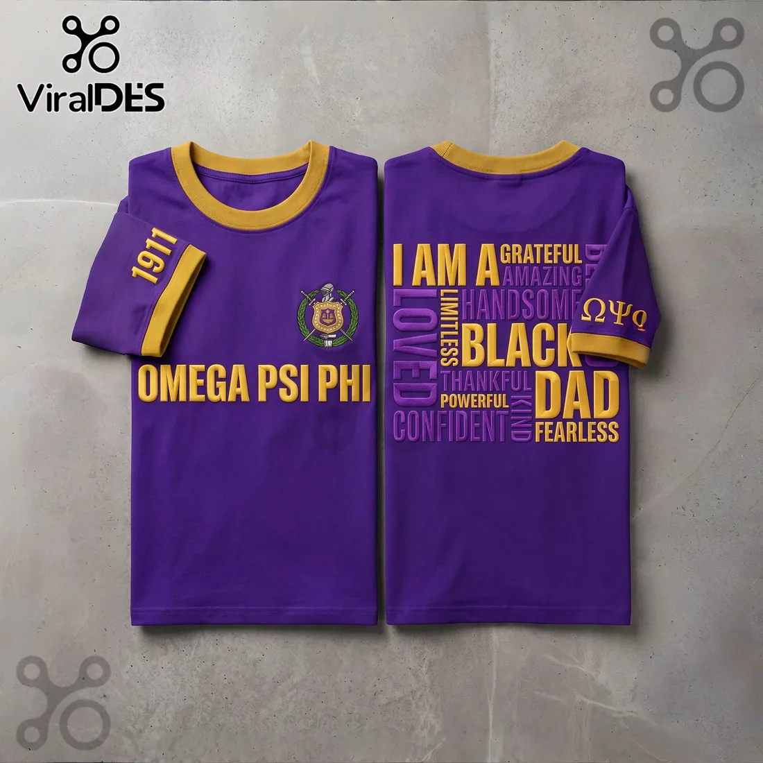 Omega Psi Phi Fraternity 1911 Purple and Gold Shirt Omega Psi Phi Fraternity 1911 Purple and Gold Shirt