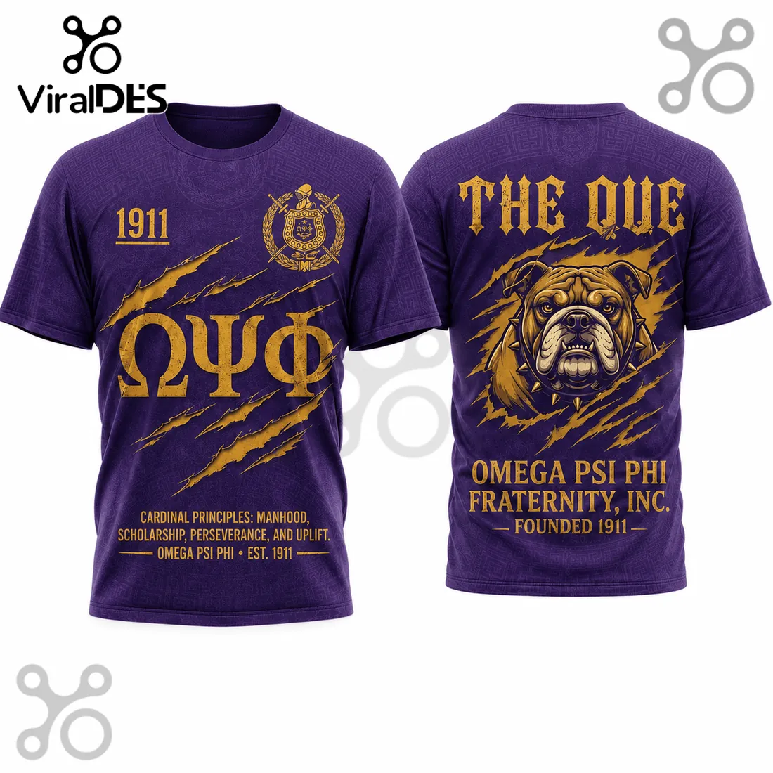 Omega Psi Phi Fraternity The Que Mascot Purple and Gold T-Shirt Omega Psi Phi Fraternity The Que Mascot Purple and Gold T-Shirt