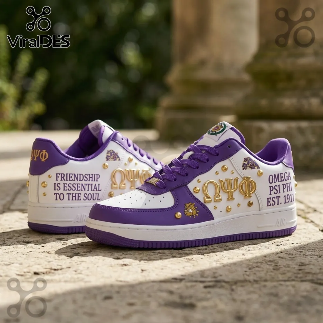 Omega Psi Phi Purple and Gold Est 1911 Custom Air Force 1 Sneakers Omega Psi Phi Purple and Gold Est 1911 Custom Air Force 1 Sneakers