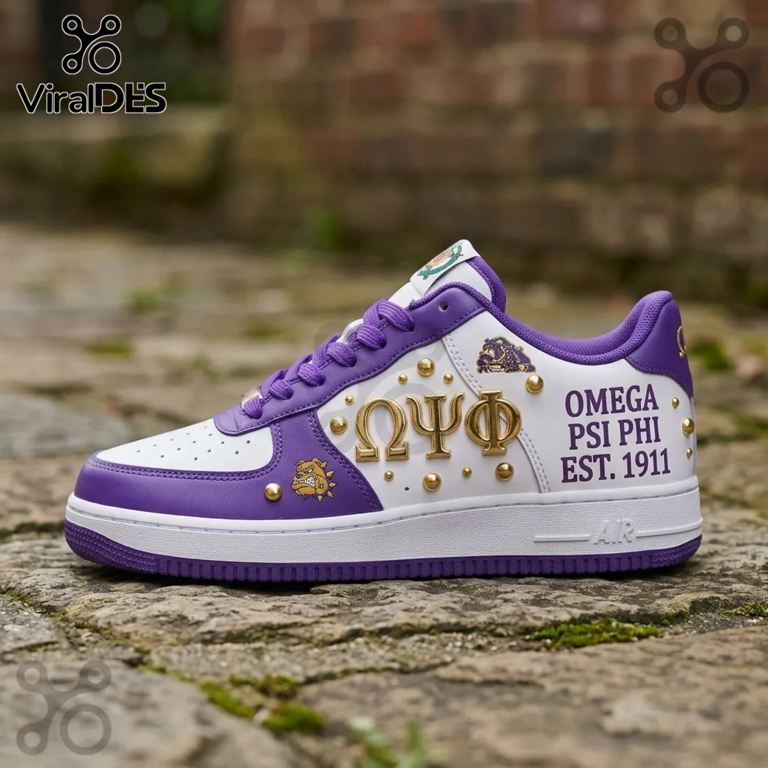 Omega Psi Phi Purple and Gold Est 1911 Custom Air Force 1 Sneakers Omega Psi Phi Purple and Gold Est 1911 Custom Air Force 1 Sneakers