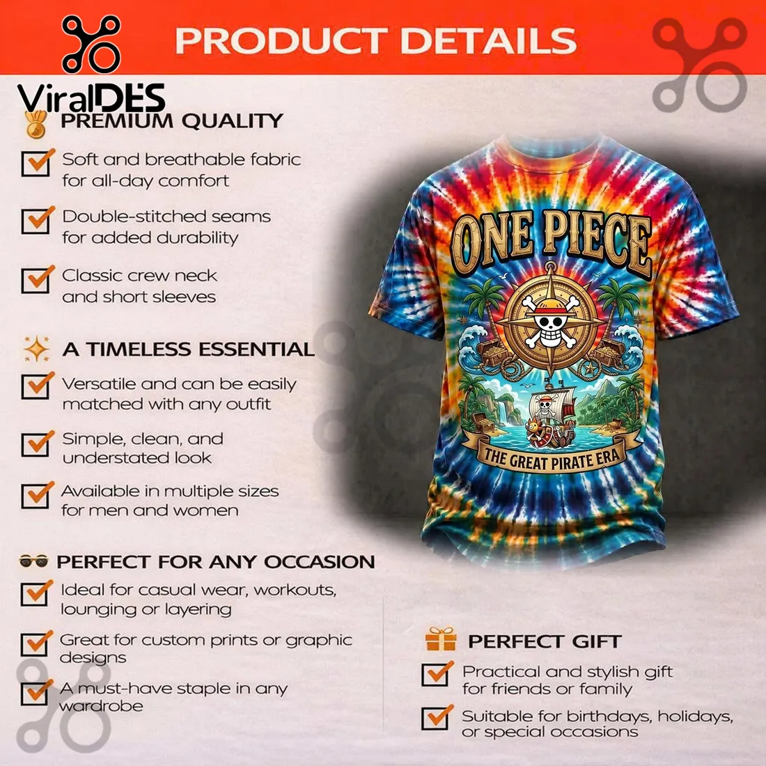 One Piece The Great Pirate Era Cotton Crewneck T-Shirt One Piece The Great Pirate Era Cotton Crewneck T-Shirt