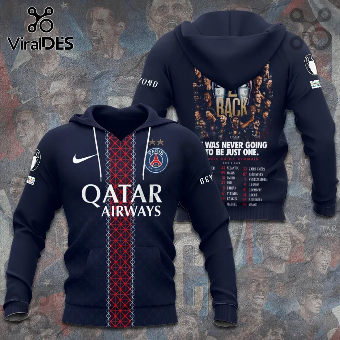 Paris Saint-Germain 2025-2026 Champions League Hoodie Paris Saint-Germain 2025-2026 Champions League Hoodie