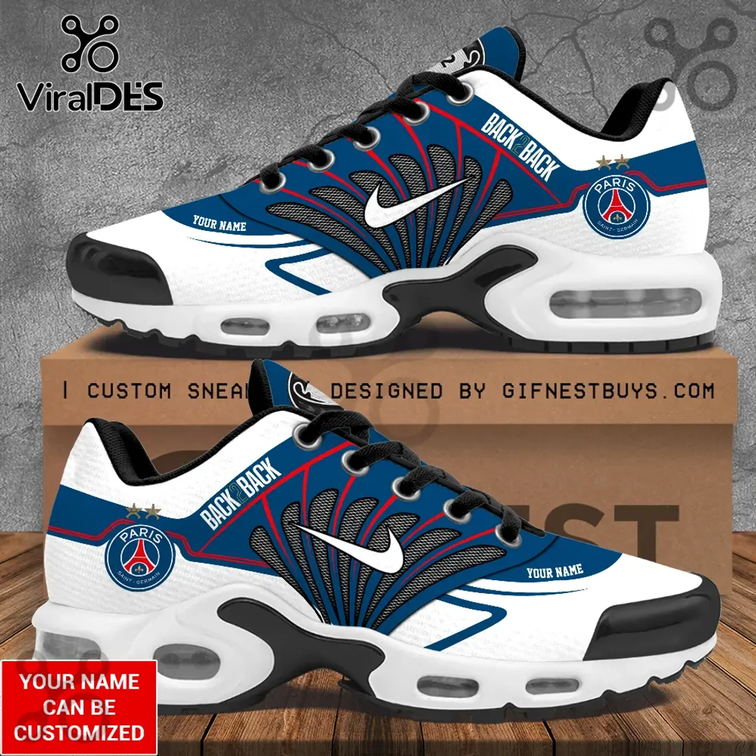 Paris Saint-Germain Back 2 Back Champions Custom Name Air Max Plus Paris Saint-Germain Back 2 Back Champions Custom Name Air Max Plus