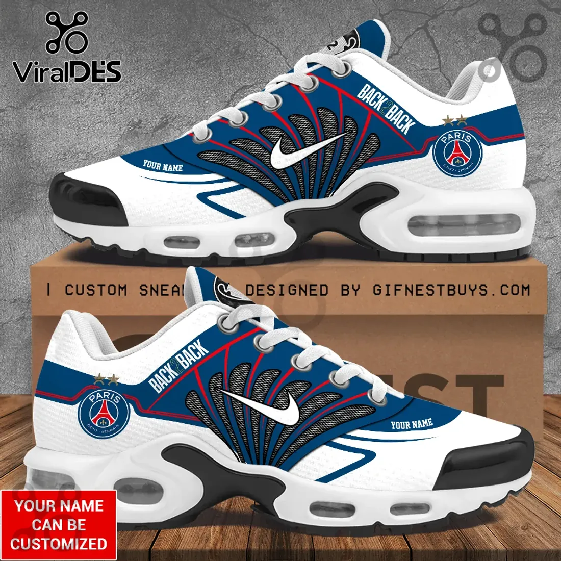 Paris Saint-Germain Back 2 Back Champions Custom Name Air Max Plus Paris Saint-Germain Back 2 Back Champions Custom Name Air Max Plus