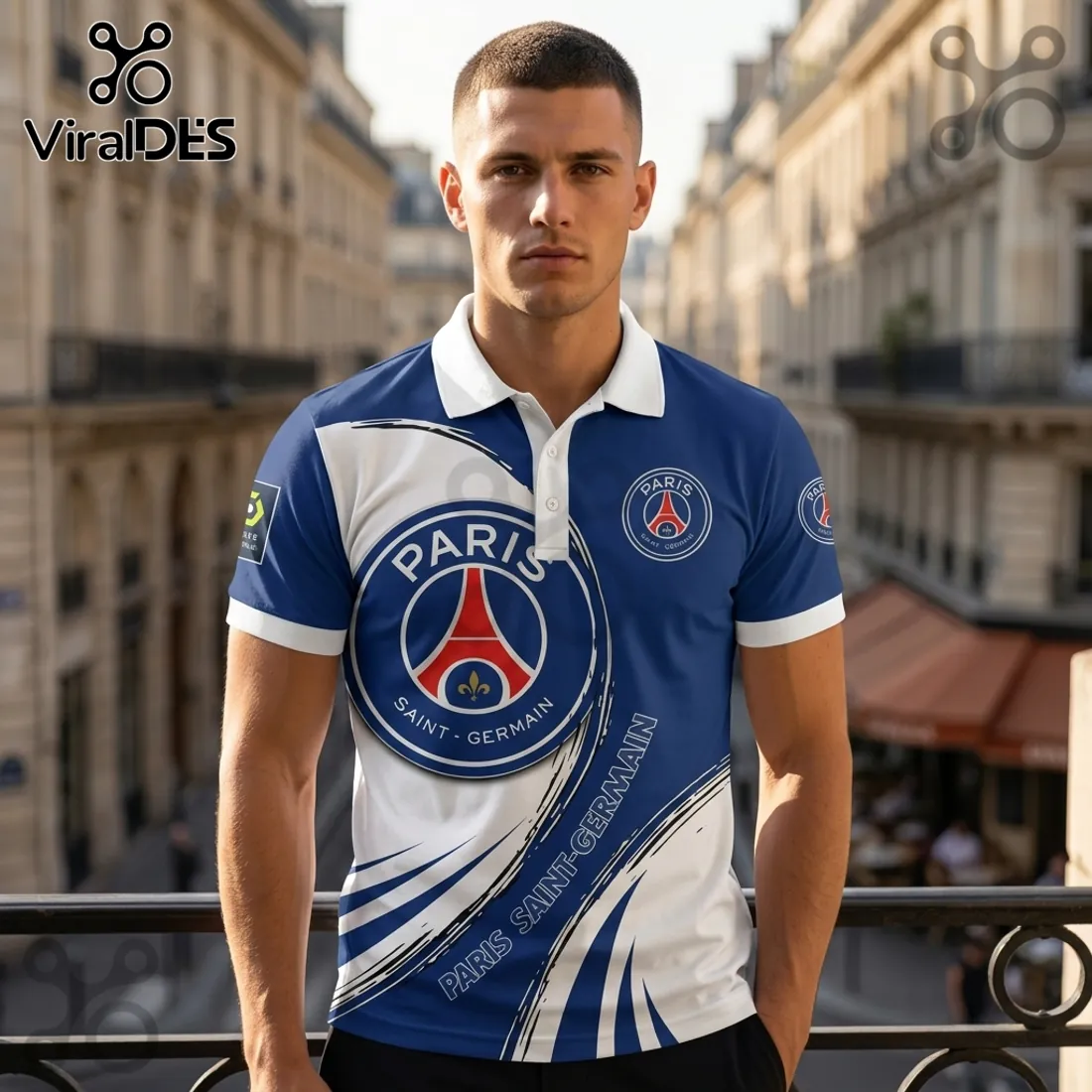Paris Saint-Germain Blue and White Polo Shirt Paris Saint-Germain Blue and White Polo Shirt