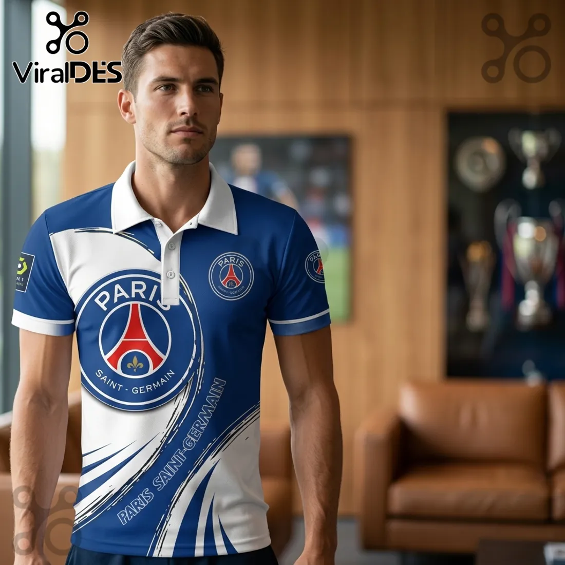 Paris Saint-Germain Blue and White Polo Shirt Paris Saint-Germain Blue and White Polo Shirt