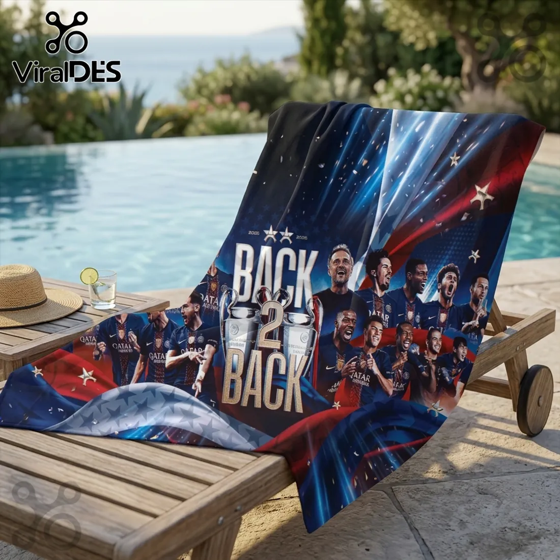 Paris Saint-Germain Champions of Europe 2025/2026 Beach Towel Paris Saint-Germain Champions of Europe 2025/2026 Beach Towel