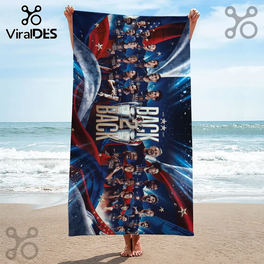 Paris Saint-Germain Champions of Europe 2025/2026 Beach Towel Paris Saint-Germain Champions of Europe 2025/2026 Beach Towel