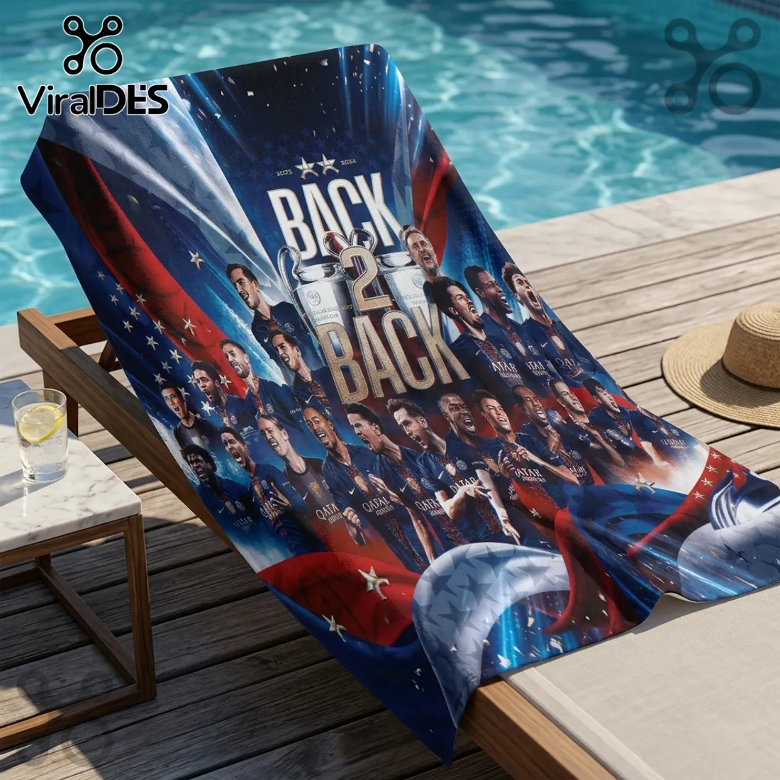 Paris Saint-Germain Champions of Europe 2025/2026 Beach Towel Paris Saint-Germain Champions of Europe 2025/2026 Beach Towel
