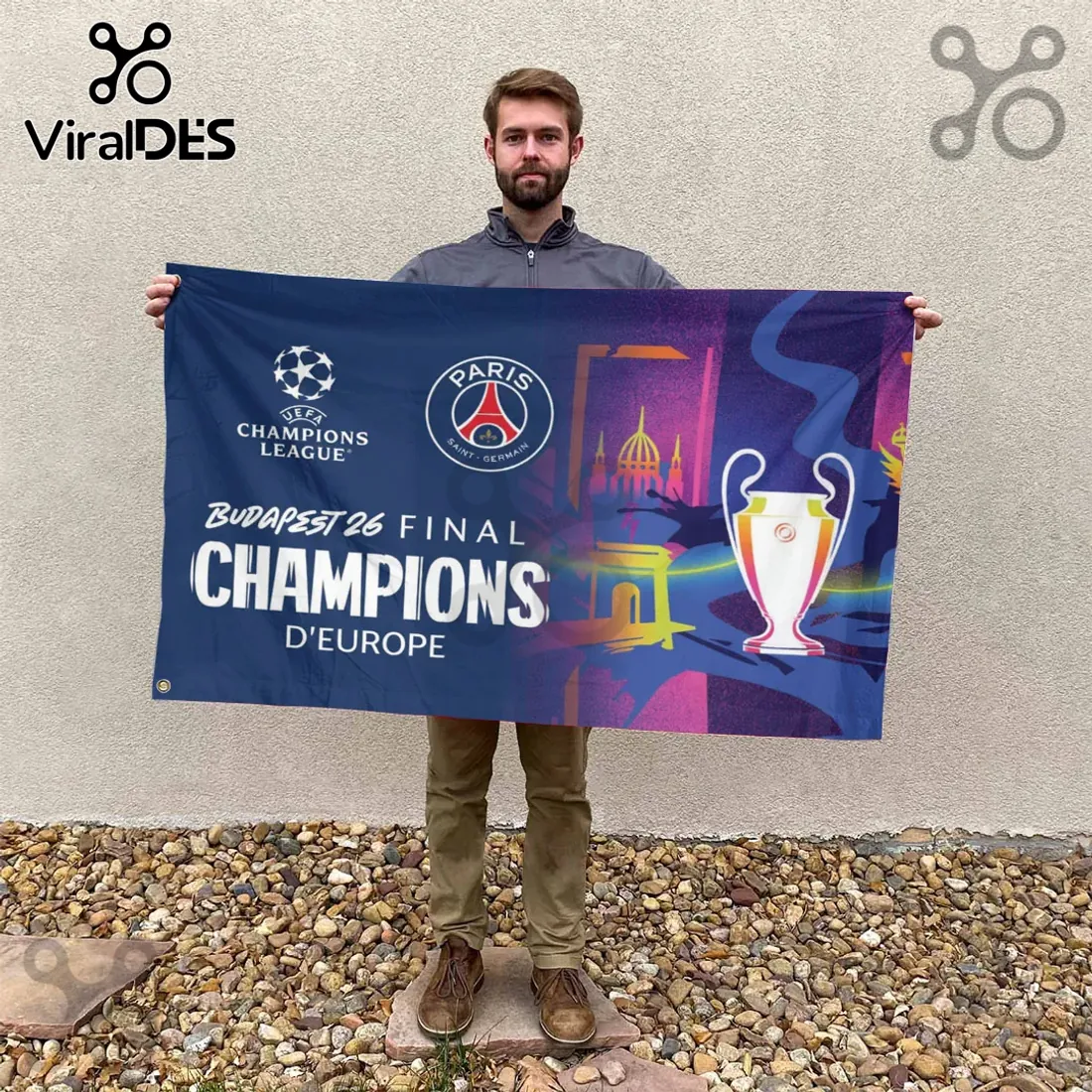 Paris Saint-Germain Champions of Europe Budapest House Flag Paris Saint-Germain Champions of Europe Budapest House Flag