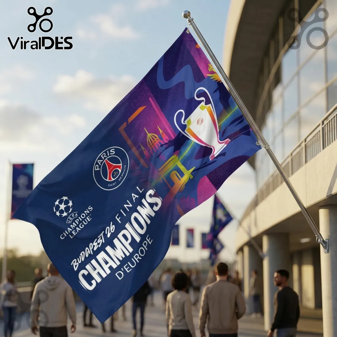 Paris Saint-Germain Champions of Europe Budapest House Flag Paris Saint-Germain Champions of Europe Budapest House Flag