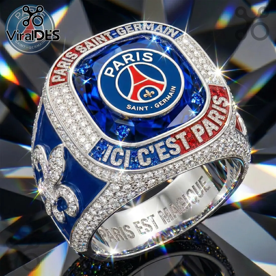 Paris Saint-Germain Ici C’est Paris Crystal Championship Ring Paris Saint-Germain Ici C’est Paris Crystal Championship Ring