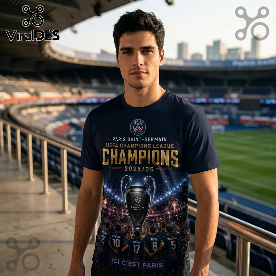 Paris Saint-Germain UEFA Champions League 2025-2026 Champions T-Shirt Paris Saint-Germain UEFA Champions League 2025-2026 Champions T-Shirt