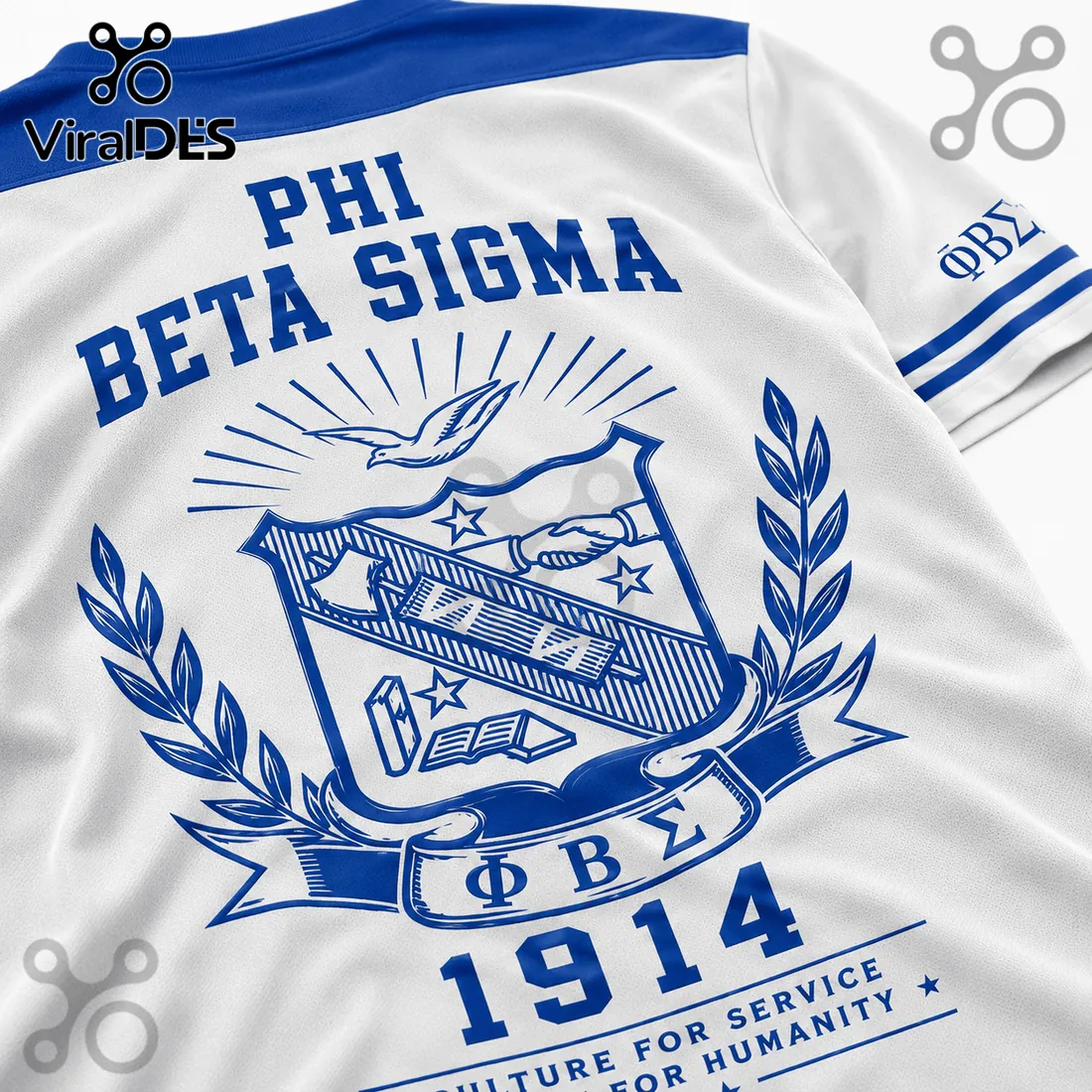 Phi Beta Sigma Fraternity 1914 Blue and White T-Shirt Phi Beta Sigma Fraternity 1914 Blue and White T-Shirt