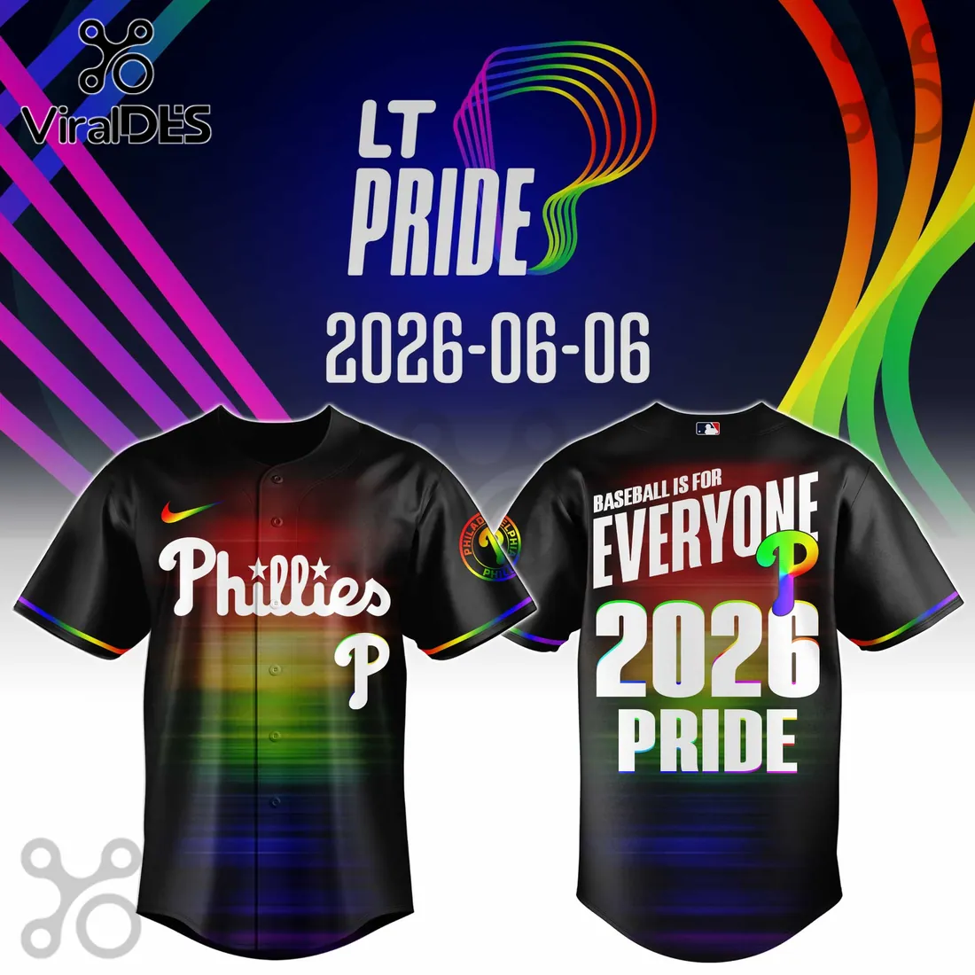 Philadelphia Phillies 2026 Black Rainbow Pride 2026 Baseball Jersey Philadelphia Phillies 2026 Black Rainbow Pride 2026 Baseball Jersey