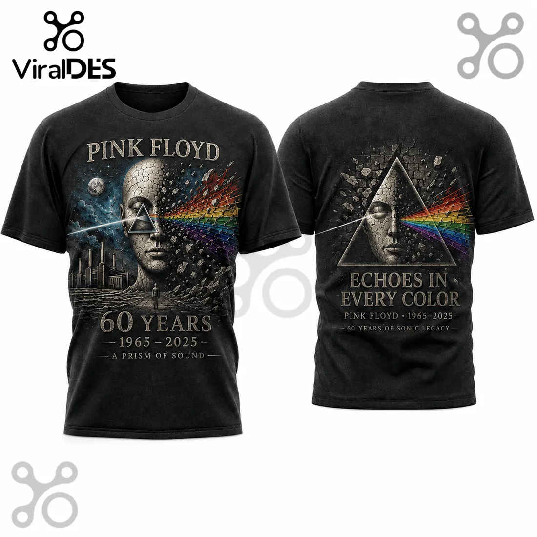 Pink Floyd 60th Anniversary 1965-2025 Prism Echoes Collectible T-Shirt Pink Floyd 60th Anniversary 1965-2025 Prism Echoes Collectible T-Shirt