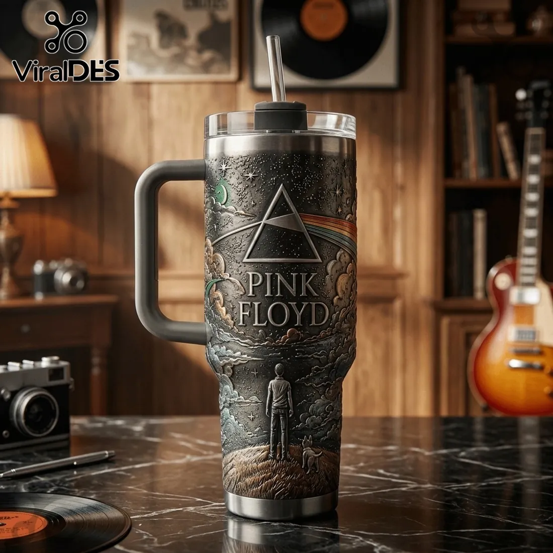 Pink Floyd Dark Side of the Moon Stainless Steel 40oz Stanley Tumbler Pink Floyd Dark Side of the Moon Stainless Steel 40oz Stanley Tumbler