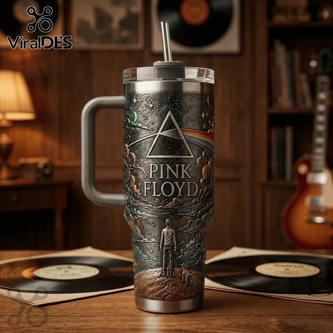 Pink Floyd Dark Side of the Moon Stainless Steel 40oz Stanley Tumbler Pink Floyd Dark Side of the Moon Stainless Steel 40oz Stanley Tumbler