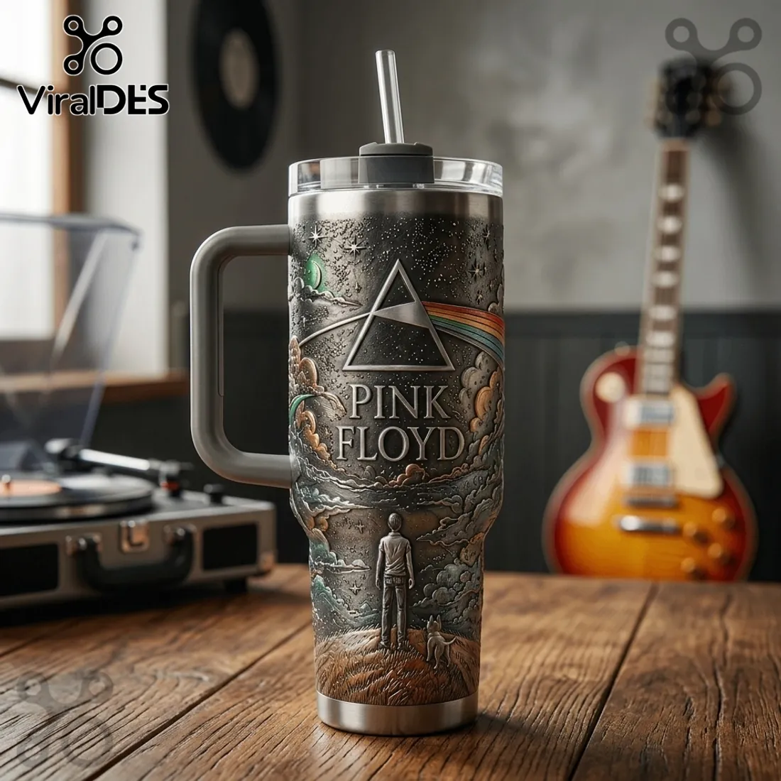 Pink Floyd Dark Side of the Moon Stainless Steel 40oz Stanley Tumbler Pink Floyd Dark Side of the Moon Stainless Steel 40oz Stanley Tumbler