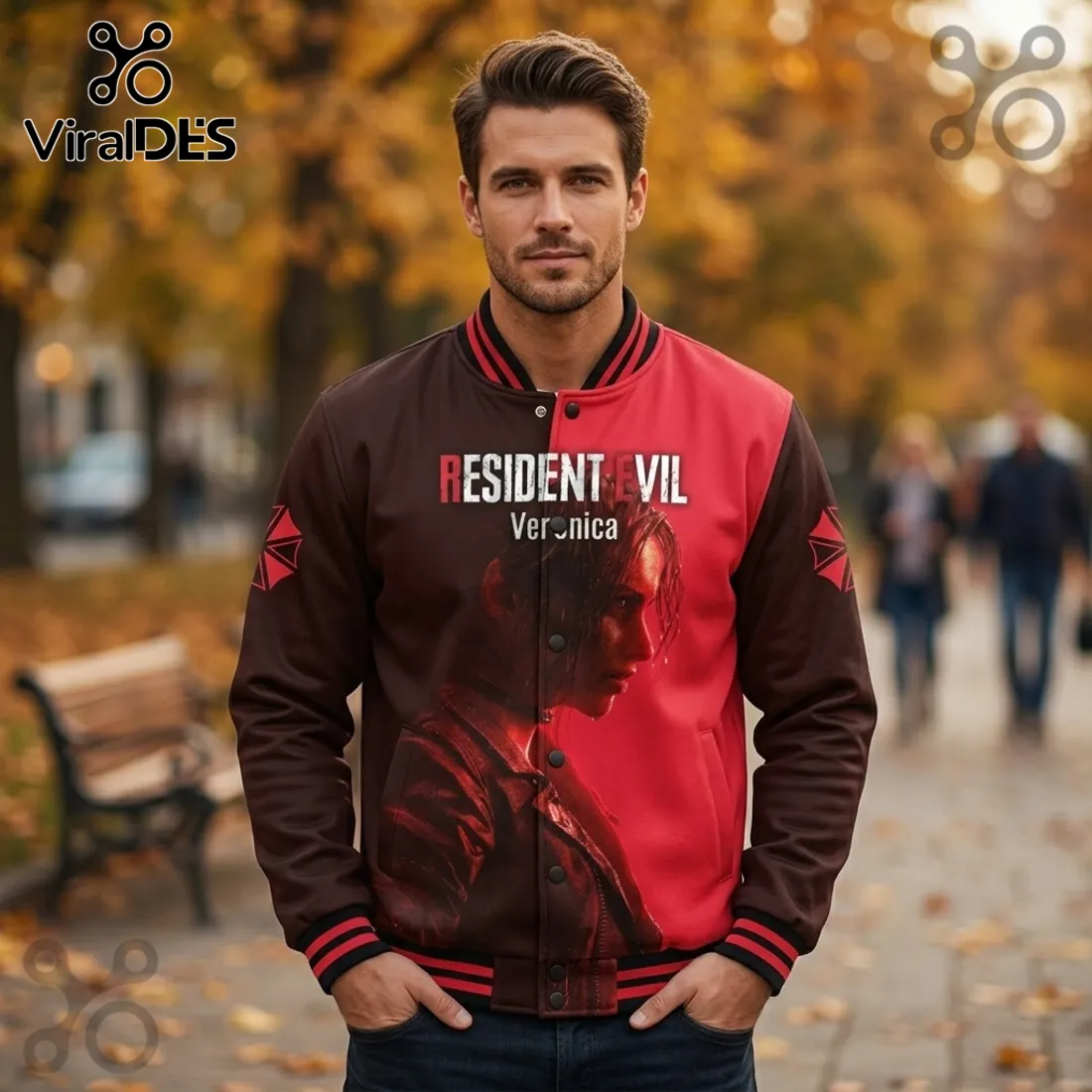 Resident Evil Code Veronica Claire Redfield Red and Black Baseball Varsity Jacket Resident Evil Code Veronica Claire Redfield Red and Black Baseball Varsity Jacket